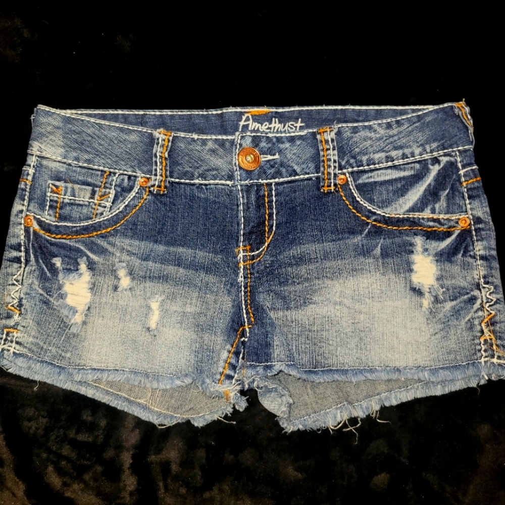Amethyst Jeans Blue Distressed Jean Shorts